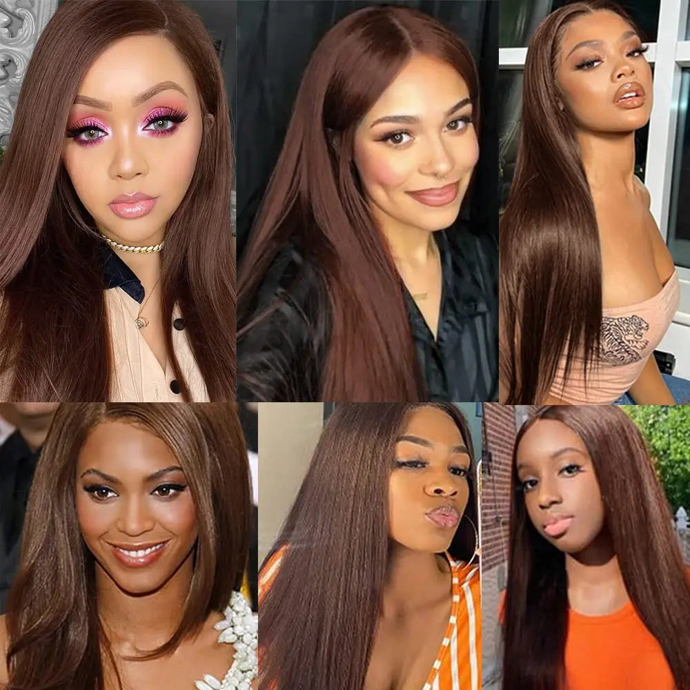 #4 Chocolate Brown Human Hair Bundles Straight Bundles Human Hair Brazilian Virgin Hair 3 Bundles Human Hair Extension For Women