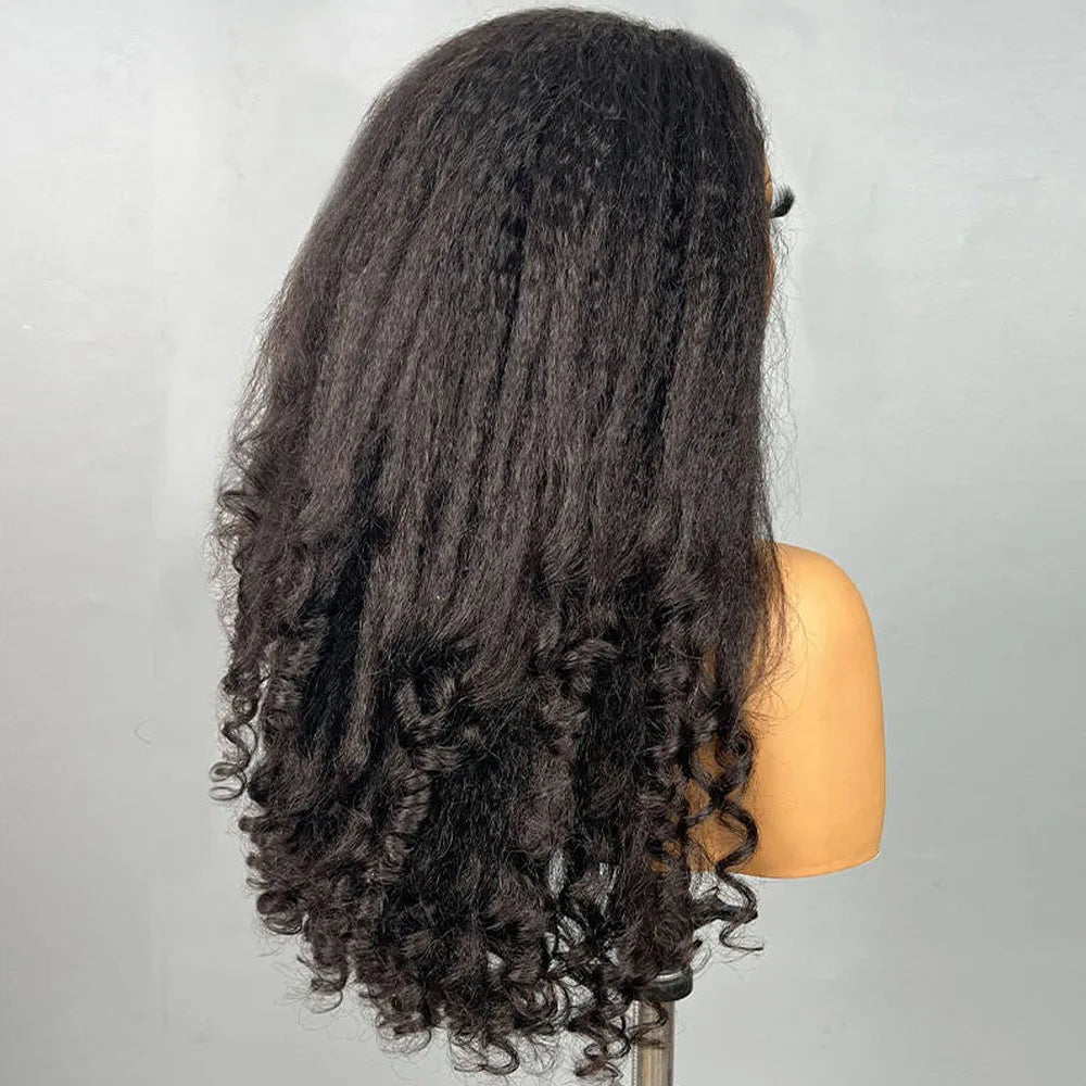 Kinky Straight Burmese Curly Headband Wigs With Drawstring Glueless Human hair Wig Wear And Go Yaki Straight Headband Wig