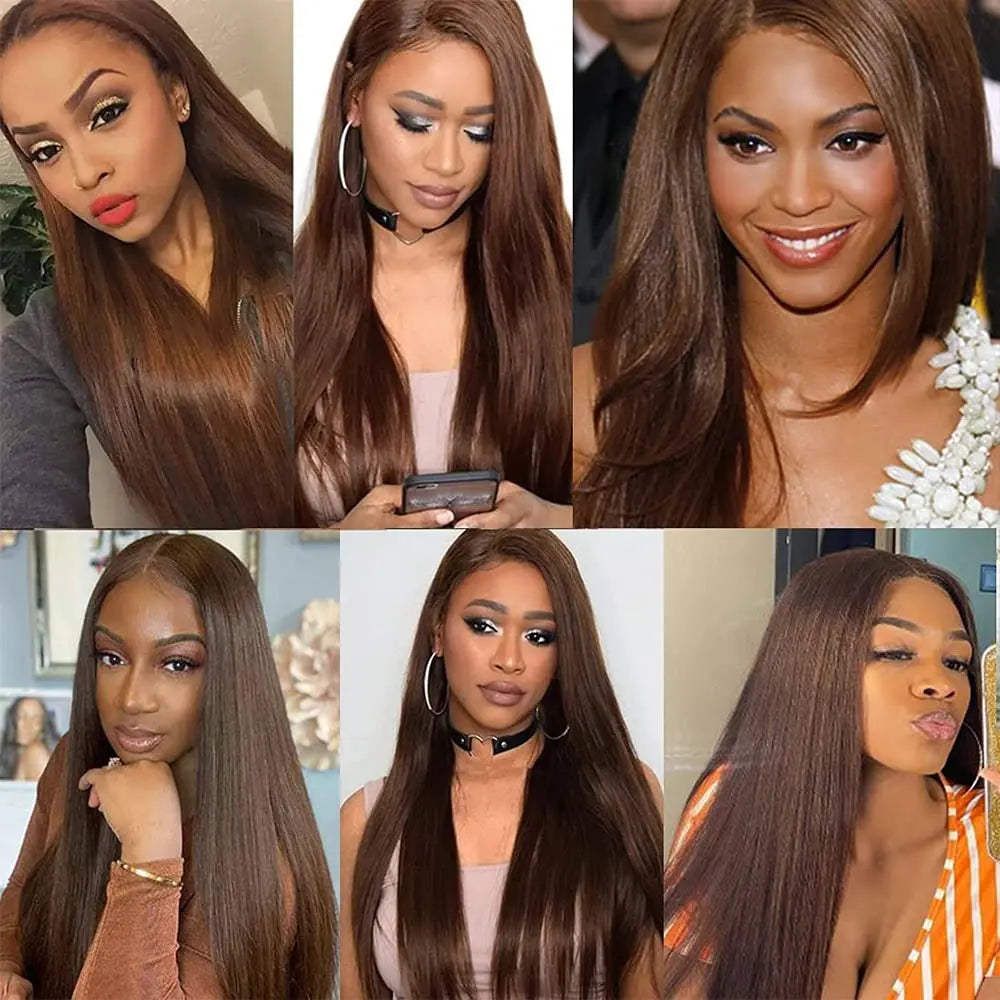 #4 Chocolate Brown Human Hair Bundles Straight Bundles Human Hair Brazilian Virgin Hair 3 Bundles Human Hair Extension For Women