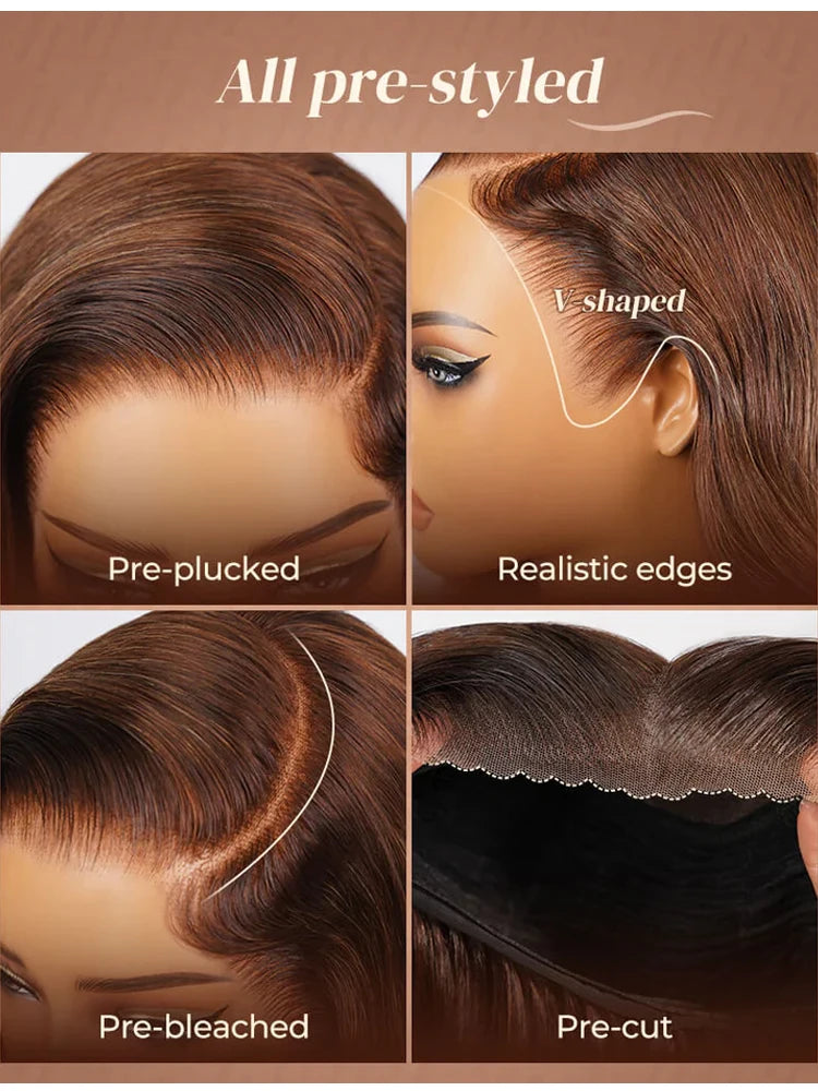 13x6 Balayage Caramel Ombre Glueless Wig Loose Body Wave With Drawstring 100% Human Hair Wig Pre Plucked Bleached Knots 220%