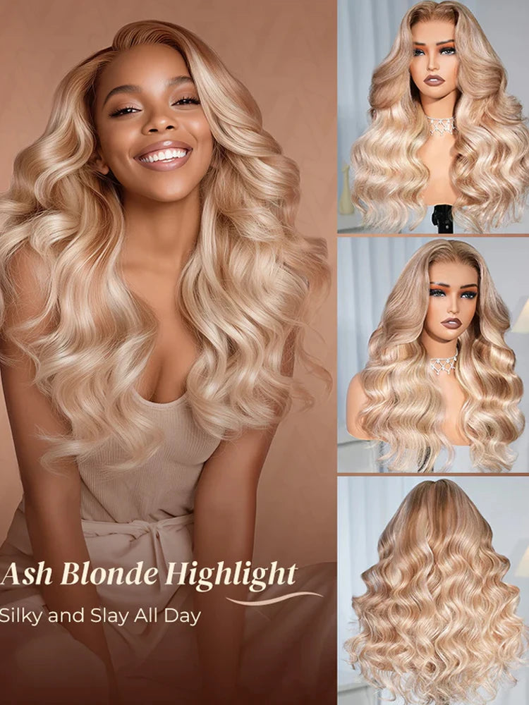 13x6 Balayage Caramel Ombre Glueless Wig Loose Body Wave With Drawstring 100% Human Hair Wig Pre Plucked Bleached Knots 220%