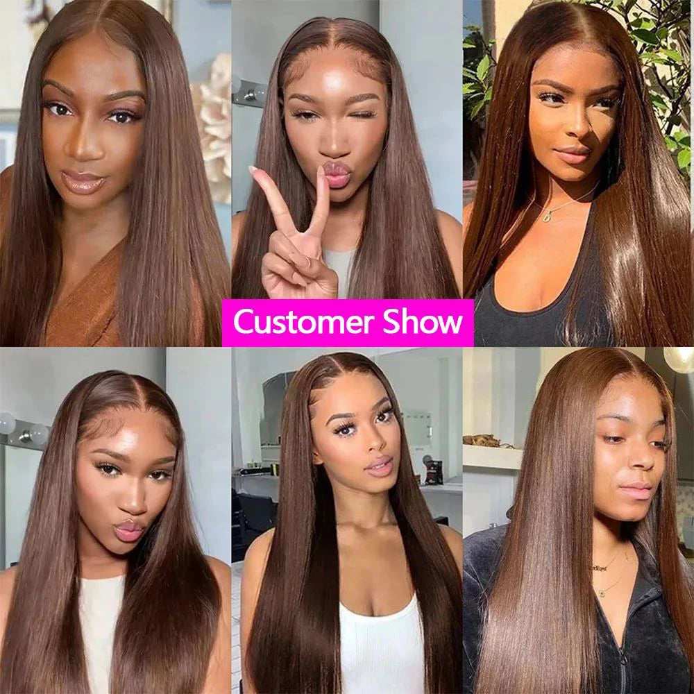 #4 Chocolate Brown Human Hair Bundles Straight Bundles Human Hair Brazilian Virgin Hair 3 Bundles Human Hair Extension For Women