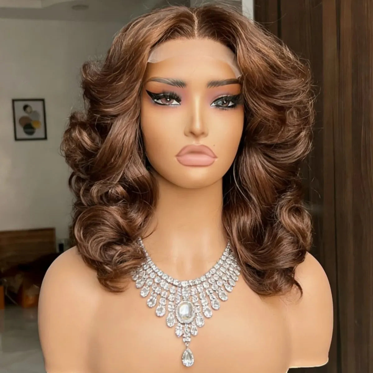 #4 Chocolate Brown Human Hair Bob Wigs 13x4 HD Transparent Lace Front Wig Body Wave Short Bob Wig Human Hair Wavy Brown Color