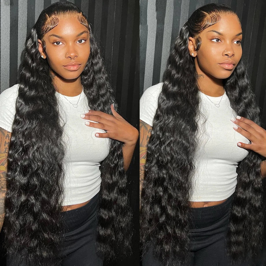 40 42 Inch Curly Lace Front Human Hair Wigs For Black Women Pre Plucked Transparent 13x4 Deep Wave Frontal Wig 13x6 Hd Lace Wig