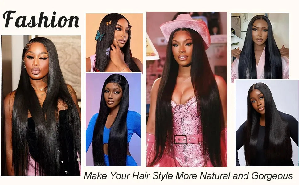 40 42 Inch 13x6 HD Transparent Bone Straight Lace Front Wigs 250% Brazilian Human Hair Wigs 5x5 Glueless Lace Closure Wigs