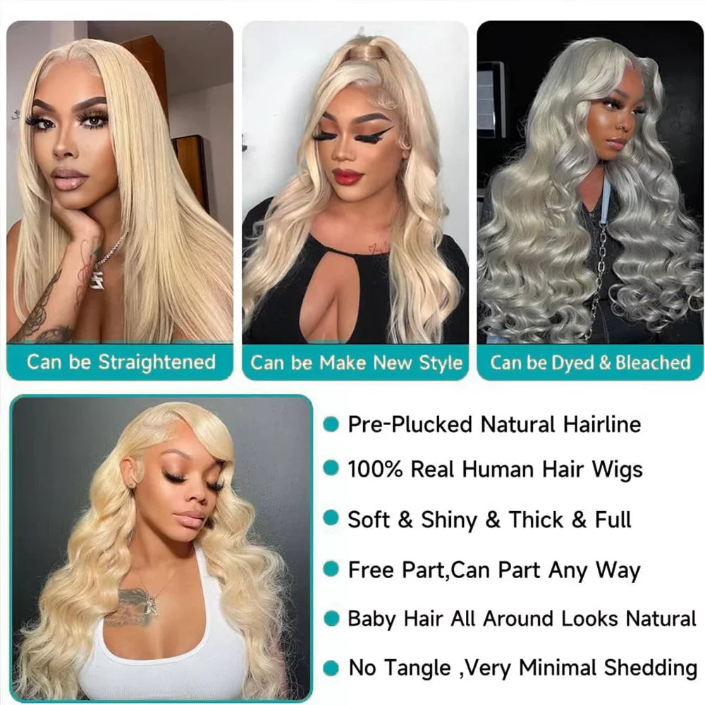 300 Density 30 40 50 Inch 613 HD Lace Frontal Human Hair Wig 13x6 Colored Blonde Raw Body Wave Lace Front 100% Human Hair Wigs