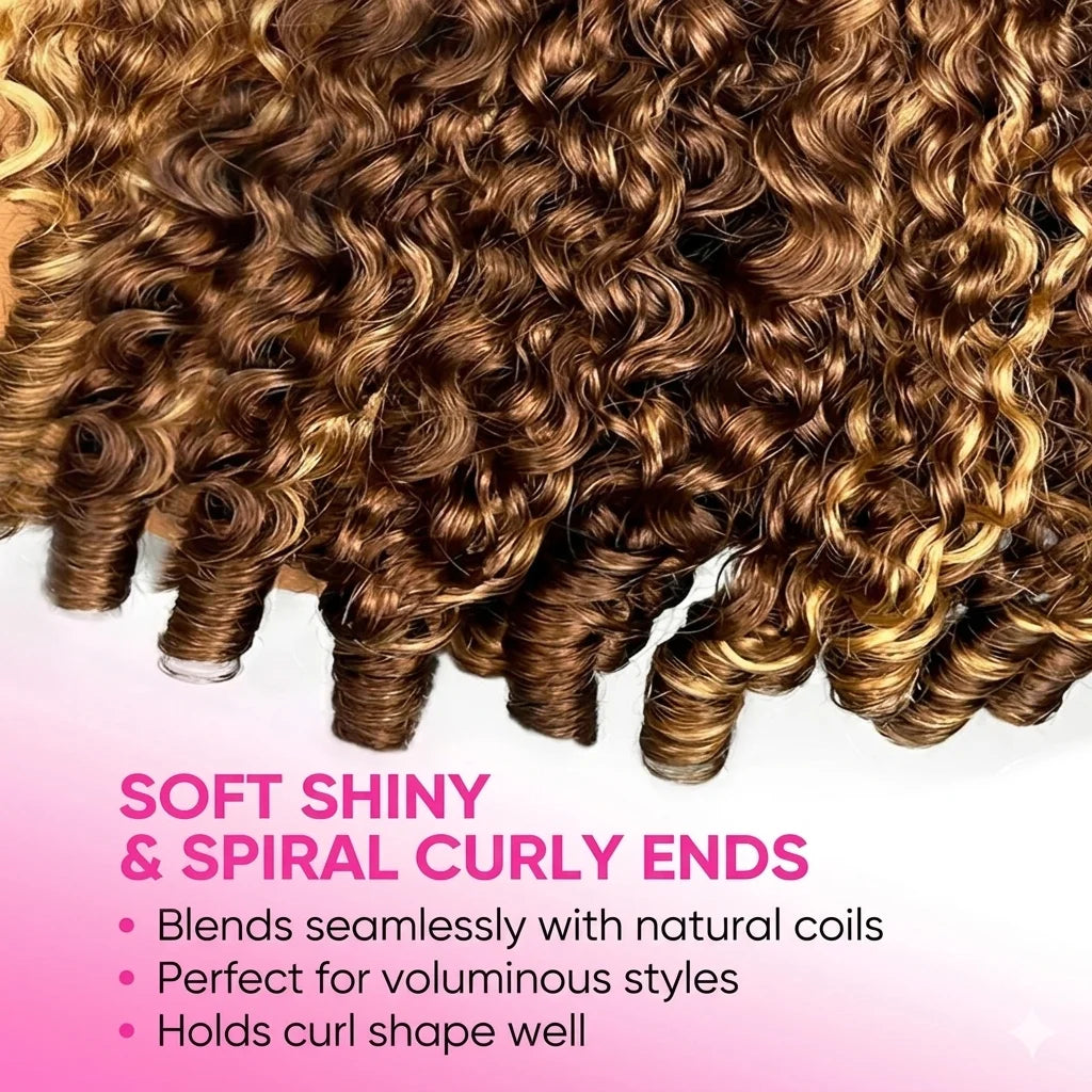 Highlight Burmese Curly Half Glueless Wigs Human Hair With Drawstring Colored 3 IN 1 Half Wigs Flip Over Burmese Curly Half Wigs