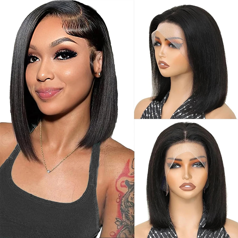Bob Wig Human Hair 180 Density Glueless Wigs Human Hair Pre Plucked Pre Cut Glueless Wigs Human Hair 13x4 Hd Lace Closure Wigs