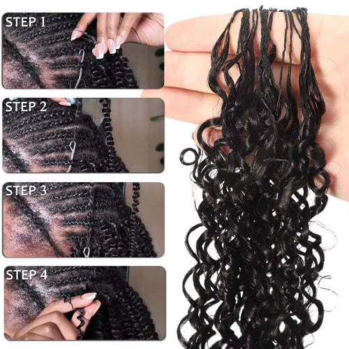 100% Burmese Curly Feather Crochet Human Hair Raw Real Hair Extensions Deep Wave Knotless Pre-Separated Hair For Braiding