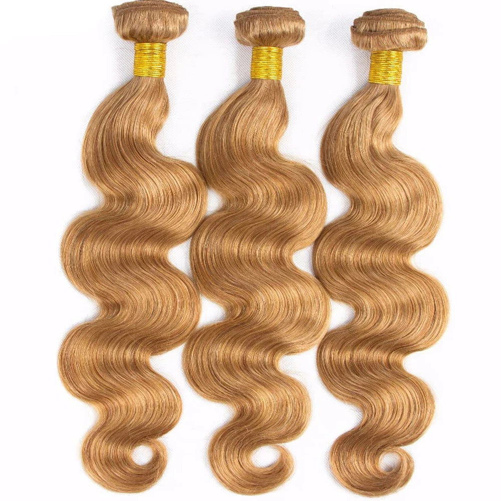 #27 Honey Blonde Body Wave Human Hair Bundles Hair Weave Human Hair Extensions Body Wave Hair Weft Human Hair For Women