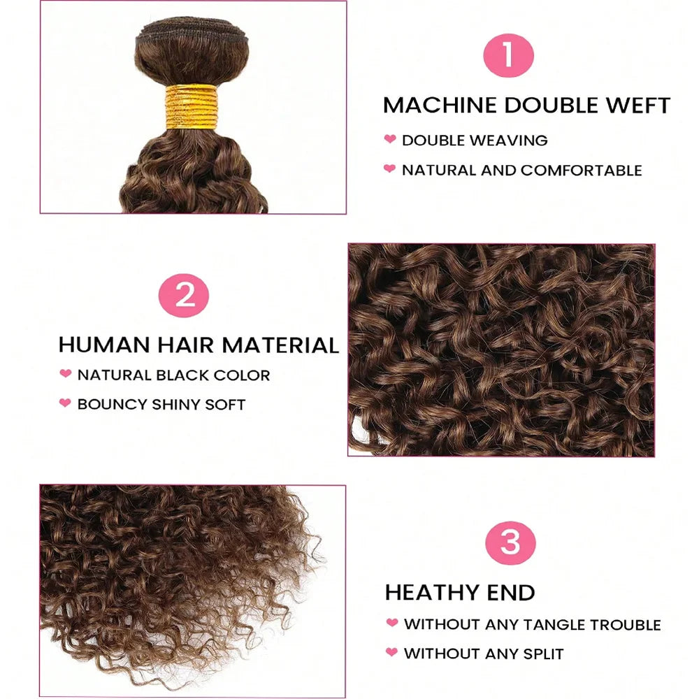 #4 Chocolate Brown Bundles Water Wave Human Hair Bundles 12A Brazilian Virgin Remy Human Hair Extensions 1/3/4 pcs Bundles