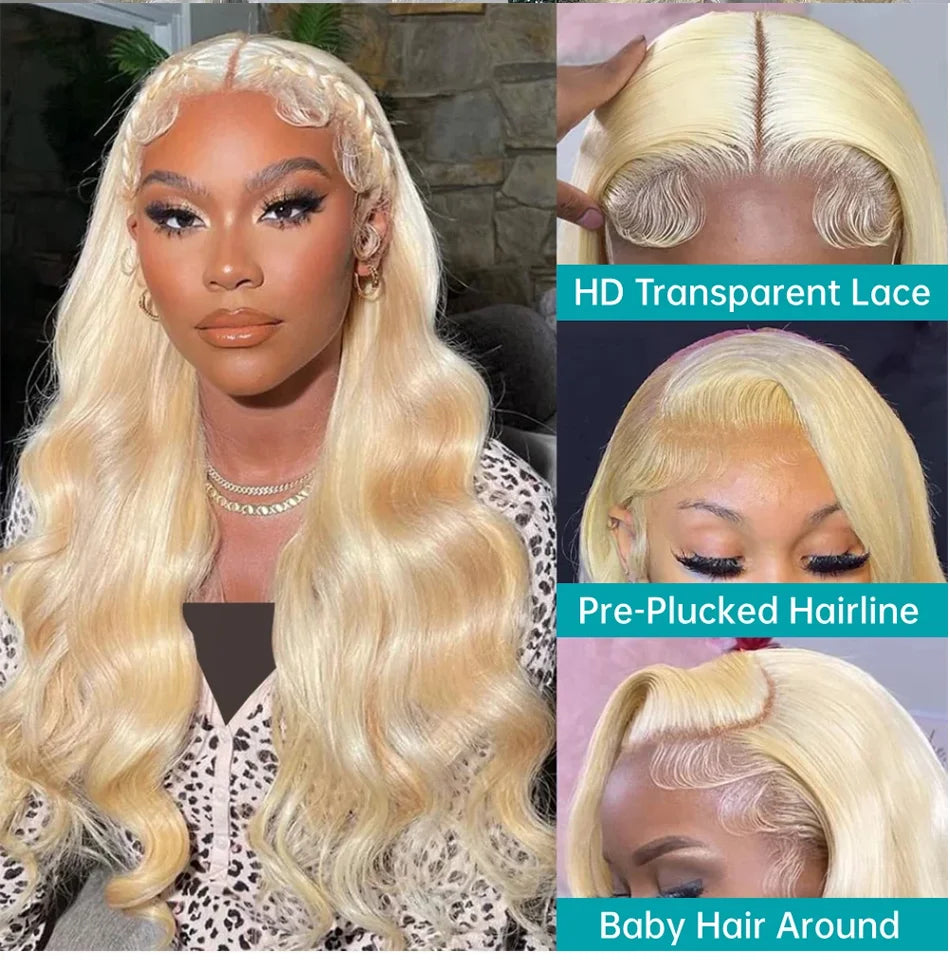 300 Density 30 40 50 Inch 613 HD Lace Frontal Human Hair Wig 13x6 Colored Blonde Raw Body Wave Lace Front 100% Human Hair Wigs