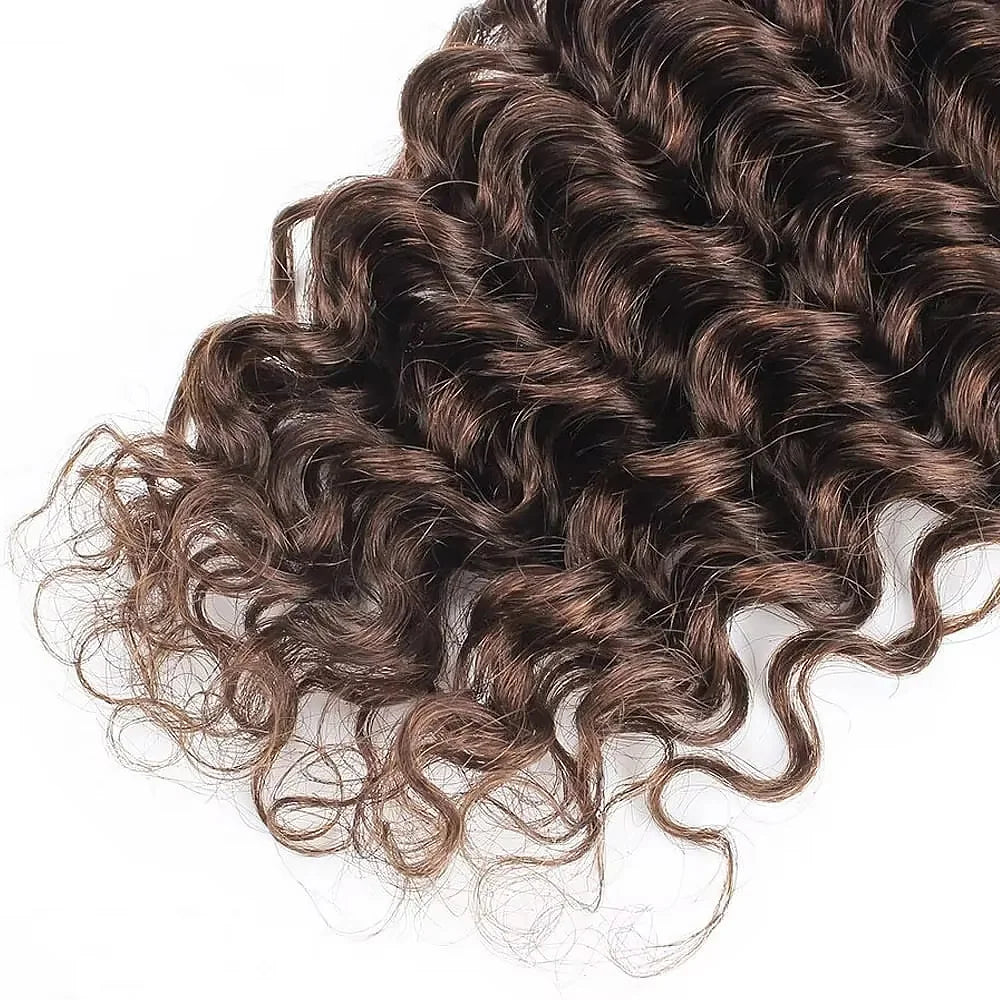 #4 Chocolate Brown Bundles Water Wave Human Hair Bundles 12A Brazilian Virgin Remy Human Hair Extensions 1/3/4 pcs Bundles
