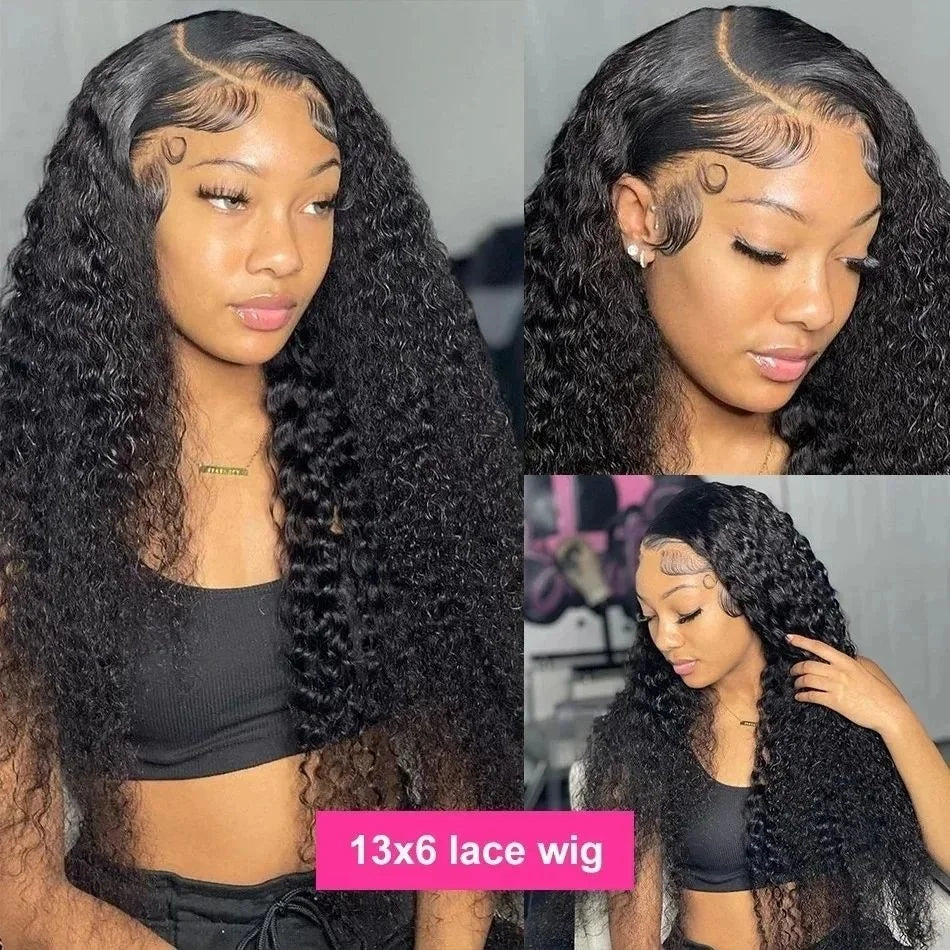 250 Density Curly Human Hair Wigs For Women 13x6 Hd Lace Frontal Wig Brazilian 13x4 Deep Wave Lace Front Wig 360 PrePlucked Lace