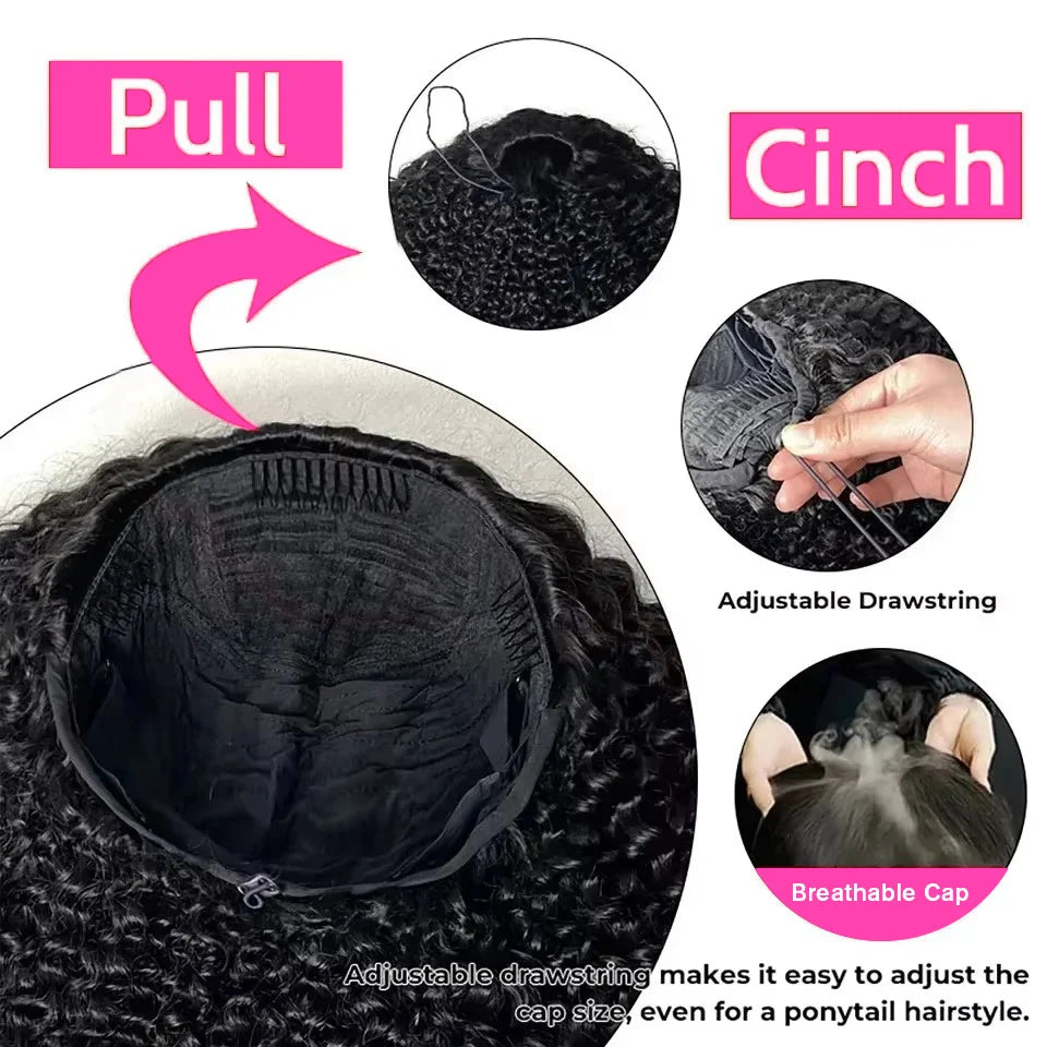 300% Density Burmese Curly Human Hair Wigs For Women Brazilian No Glue Kinky Culry 3 IN 1 Half Wig 100% Human Hair Wigs On Sale