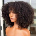Ombre blonde Brown Afro kinky Curly Hair Wig 100% Human Hair wig Highlights Honey blonde 250% Density Glueless Wig With Bangs
