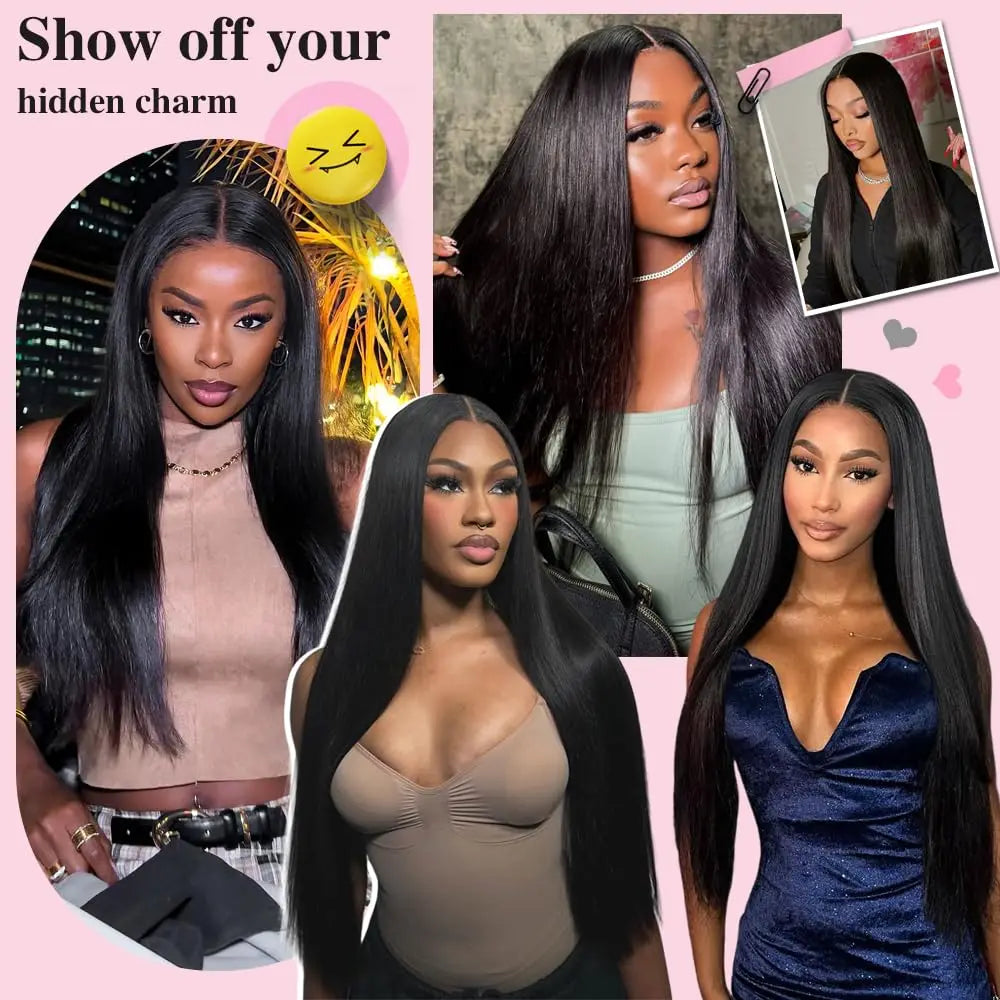 40 42 Inch 13x6 HD Transparent Bone Straight Lace Front Wigs 250% Brazilian Human Hair Wigs 5x5 Glueless Lace Closure Wigs
