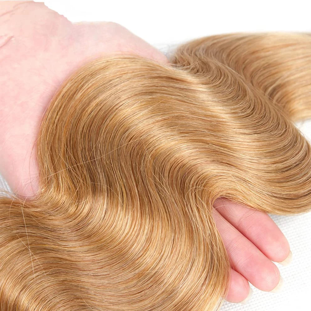 #27 Honey Blonde Body Wave Human Hair Bundles Hair Weave Human Hair Extensions Body Wave Hair Weft Human Hair For Women