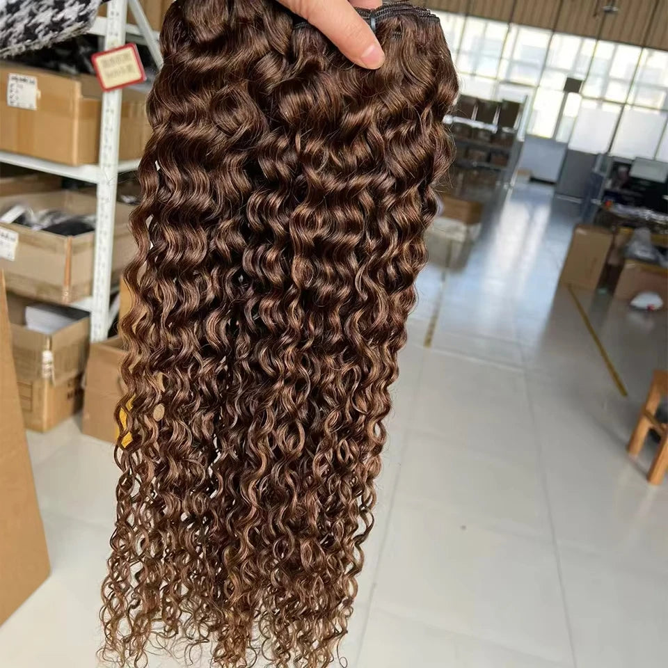 #4 Chocolate Brown Bundles Water Wave Human Hair Bundles 12A Brazilian Virgin Remy Human Hair Extensions 1/3/4 pcs Bundles