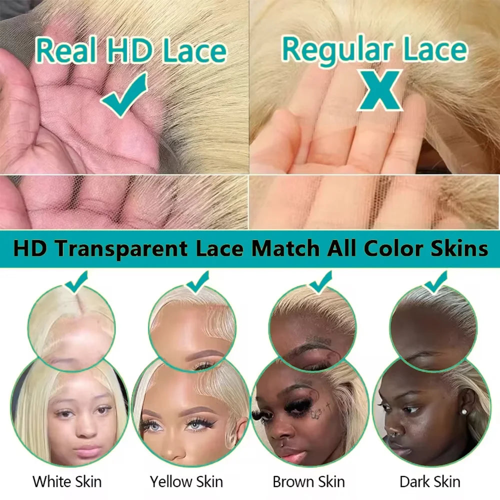 300 Density 30 40 50 Inch 613 HD Lace Frontal Human Hair Wig 13x6 Colored Blonde Raw Body Wave Lace Front 100% Human Hair Wigs