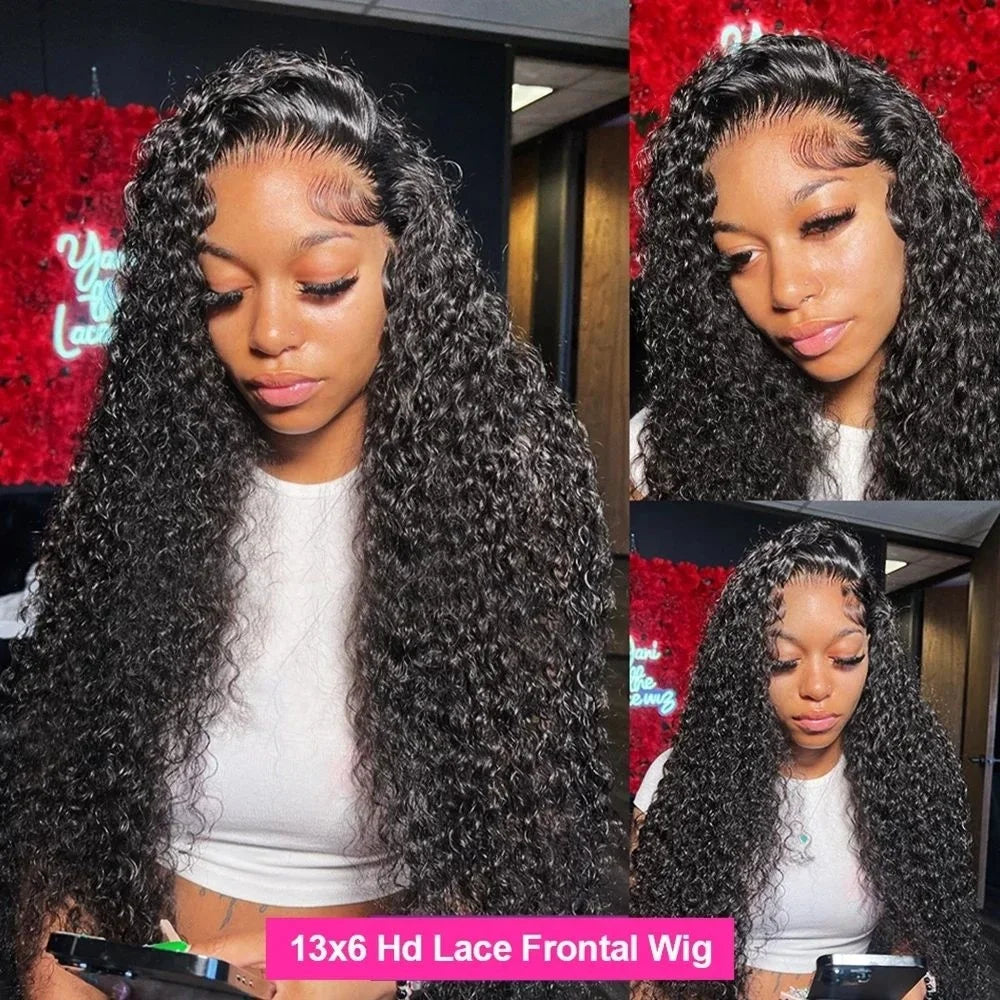 250 Density Curly Human Hair Wigs For Women 13x6 Hd Lace Frontal Wig Brazilian 13x4 Deep Wave Lace Front Wig 360 PrePlucked Lace
